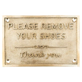 Brass door plaques & sign with text  -Please Remove Your Shoes bronze Signs